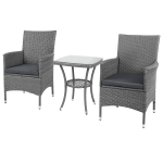 Outsunny 2 Seater Rattan Coffee Table Set-Grey
