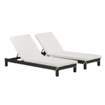Outsunny 2 Seater Rattan Sun Lounger Set, Steel Frame-Black/Cream White