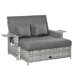 Outsunny Outdoor Garden Rattan Furniture Set 2 Seater Patio Sun Lounger Daybed Sunbed
