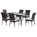 Outsunny 6 Seater Rattan Dining Set-Brown/Cream White