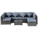 Outsunny 7-Seater Outdoor Garden Rattan Furniture Set w/ Coffee Table
