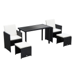 Outsunny 4-Seater Rattan Set-Black/Creamy White