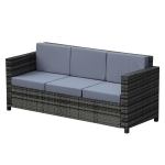 Outsunny 3-Seater Weather Resistant Outdoor Garden Rattan Sofa Grey