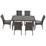 Outsunny 6 Seater Garden Dining Set Steel Frame PE Rattan Wicker 6 Chairs Large Table Grey