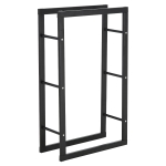 HOMCOM Metal Rust-Resistant Firewood Log Rack Black