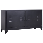 HOMCOM Steel Industrial Locker TV Stand - Black