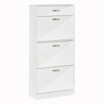 HOMCOM Shoe Storage Cabinet Footwear Organiser Rack Hallway Space-saving w/ Drawers White