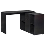 HOMCOM MDF Adjustable L-Shaped Computer Desk Workstation Corner PC Table Home Office Functional Spacious Modern Stylish-Black