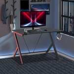HomCom 120cm Gaming Computer Desk, Home Office Gamer Table Workstation with Cup Holder and Headphone Hook