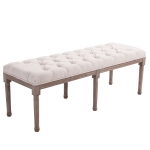 HOMCOM 56” Button Tufted Bench Bedside, Linen, 142Lx47Wx51H cm-Beige
