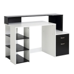 HOMCOM Wooden Computer Desk Writing Desk Office Table 140L x 55D x 92H cm-Black/White