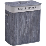 HOMCOM Bamboo Duo-Compartment Laundry Basket Grey