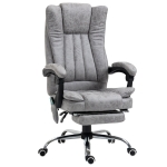 HOMCOM Distressed Faux Leather Six-Point Massage Office Chair - Grey