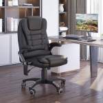 HOMCOM Home Office Chair Vibrating Massage Heat Executive Faux Leather Computer Swivel Recliner High Back for Adult, Black