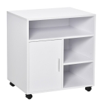 HOMCOM Soporte para Impresora Multifuncional Armario de Oficina Móvil con Estante Puerta Ruedas Espacio Amplio de Almacenaje 60x50x65,5cm