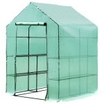 Outsunny Invernadero de Jardín Tipo Caseta Vivero Casero de Acero con 2 Niveles 4 Estantes y Puerta Enrollable para Cultivos Plantas Macetas Flores 143x143x195 cm Verde