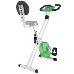 HOMCOM Bicicleta Estática para Ejercicios Profesional Bicicleta Vertical Plegable de Forma X con 8 Niveles Resistencia Magnética Asiento con Altura Ajustable Acero 43x97x109 cm Verde