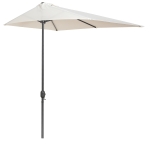 Outsunny Sombrilla Semicircular 230x130x245 cm Parasol para Pared de Jardín con Manivela y Mástil de Metal de Ø38 mm Terraza Balcón Crema