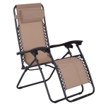 Outsunny Tumbona Plegable de Jardín Silla Gravedad Cero Sillón de Playa Relajante Texteline Marco Acero Carga 120kg 90x65x110 cm Beige