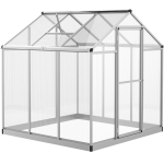Outsunny Caseta Invernadero de Jardín de Policarbonato Transparente y Aluminio con Puerta y Ventana para Proteger Cultivos Flores 182x183x195cm