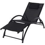 Outsunny Tumbona de Jardín Reclinable con Respaldo Ajustable de 5 Niveles Reposapiés Regulable y Reposacabezas Extraíble para Terraza Balcón Exterior 66x152x81 cm Negro