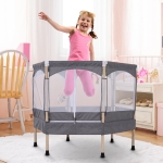 HOMCOM Cama Elástica para Niños mayores de 3 Años Trampolín Infantil con Red de Seguridad para máximo 80kg 126x109x98cm Gris