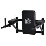 HOMCOM Barra de Musculación para Pared con Brazos Ajustables para hacer Dominadas Flexiones y Crossfit en Casa 70x53-63x48 cm Negro