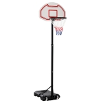 HOMCOM Canasta de Baloncesto de Pie Ajustable de 194-249 cm con Base Rellenable de Agua 30 kg o Arena 35 kg y Ruedas de Transporte para Niños y Adultos Multicolor