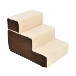 PawHut Hondentrap 3 treden kattentrap huisdierentrap huisdier pluche beige