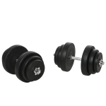 HOMCOM Juego de Mancuernas Pesas de Fitness 40KG Ajustable Profesionales Gimnasio Doméstico y Musculación con Barra Acero y Discos
