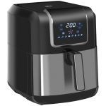 HOMCOM Fritadeira sem Óleo 6,5L 1700W Fritadeira de Ar Quente com 8 Programas Tela LED Tátil Temperatura Ajustável Temporizador e Cesta Antiaderente 36,5x29x33,8cm Preto