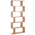 Homcom Libreria Design Moderno in Legno con 6 Ripiani, Legno Naturale, 80x23x192cm