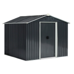 Outsunny Casetta da Giardino Porta Utensili in Lamiera di Acciaio, Capanno da Giardino in Acciaio con Porte Scorrevoli, 236x174x190cm, Grigio
