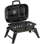 Outsunny Barbecue BBQ Grill da Tavolo a Carbonella Portatile Pieghevole, Ferro, Nero, 59x43x36 cm