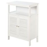 Kleankin Mobiletto da Bagno Impermeabile con 2 Ripiani e Armadietto MDF Bianco