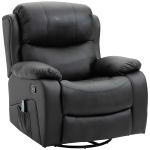 HOMCOM Poltrona Relax Massaggiante Riscaldante Reclinabile Ecopelle 92*104*97cm Nero