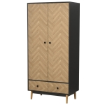 HOMCOM Armadio a Due Ante in Legno: 4 Vani, 2 Appendiabiti e Cassetti Grigio Scuro