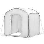 Serre de jardin pop-up porte zippée enroulable sac transport PE blanc vert