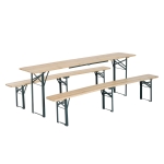 Outsunny Set Birreria Pieghevole Tavolo con 2 Panche in Legno di Abete
