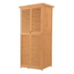Outsunny Capanno per Attrezzi e Utensili da Giardino con 4 Scompartimenti in Legno di Abete Impermeabile 87x46.5x160cm