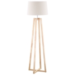 HOMCOM Lampada da Terra con Base in Legno e Paralume in Tessuto, E27, 40W, Ф44x149cm - Bianco/Legno