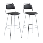 HOMCOM Set 2 Sgabelli Alti da Bar con Poggiapiedi, Rivestimento in PU e Struttura in Metallo, Nero