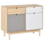 HOMCOM Mobile Multiuso Stile Nordico, Armadietto Due Ante con Cassetti per Cucina e Ingresso, 100x40x79.5cm, Multicolore