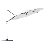 Outsunny Parasol déporté octogonal inclinable manivelle avec pied en acier Ø 2,94 x 2,48H m blanc