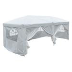 Outsunny Gazebo Pieghevole da Giardino con 6 Pannelli Laterali, Bianco, 3x6m