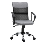 Vinsetto Poltrona da Ufficio in Tessuto Grigio, Sedia Girevole ed Ergonomica per Scrivania