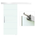 HomCom Porta Scorrevole in Vetro Satinato con Strisce Trasparenti con Binario, 90x205cm