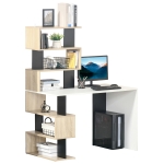 HOMCOM Scrivania con Libreria, in Legno Multicolore, 120x60x148cm