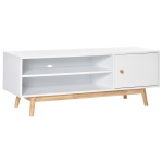 HOMCOM Mobile TV con Vani Aperti e Base Rialzata, TV fino 50'', 120x39.5x44.5cm, Bianco