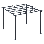 Outsunny Pergolato da Giardino Struttura in Metallo Nero 300 x 300 x 230 cm